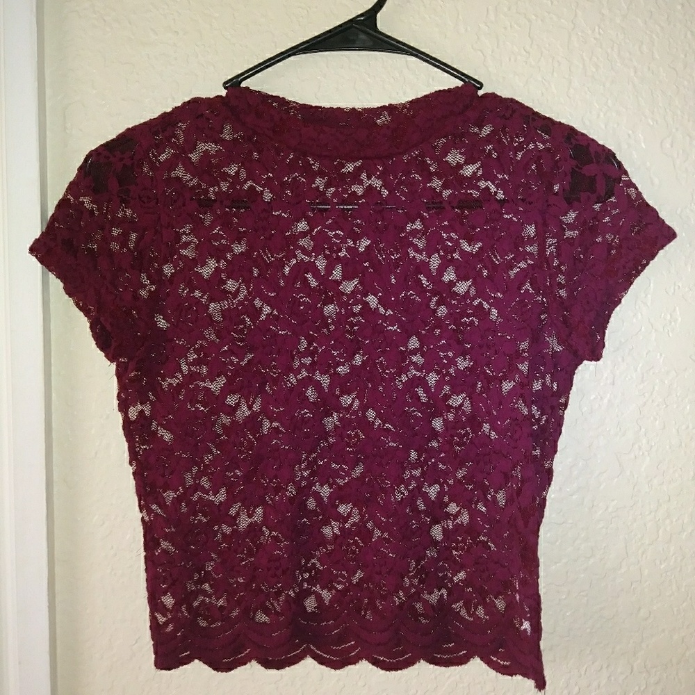 Maroon Floral Lace Top